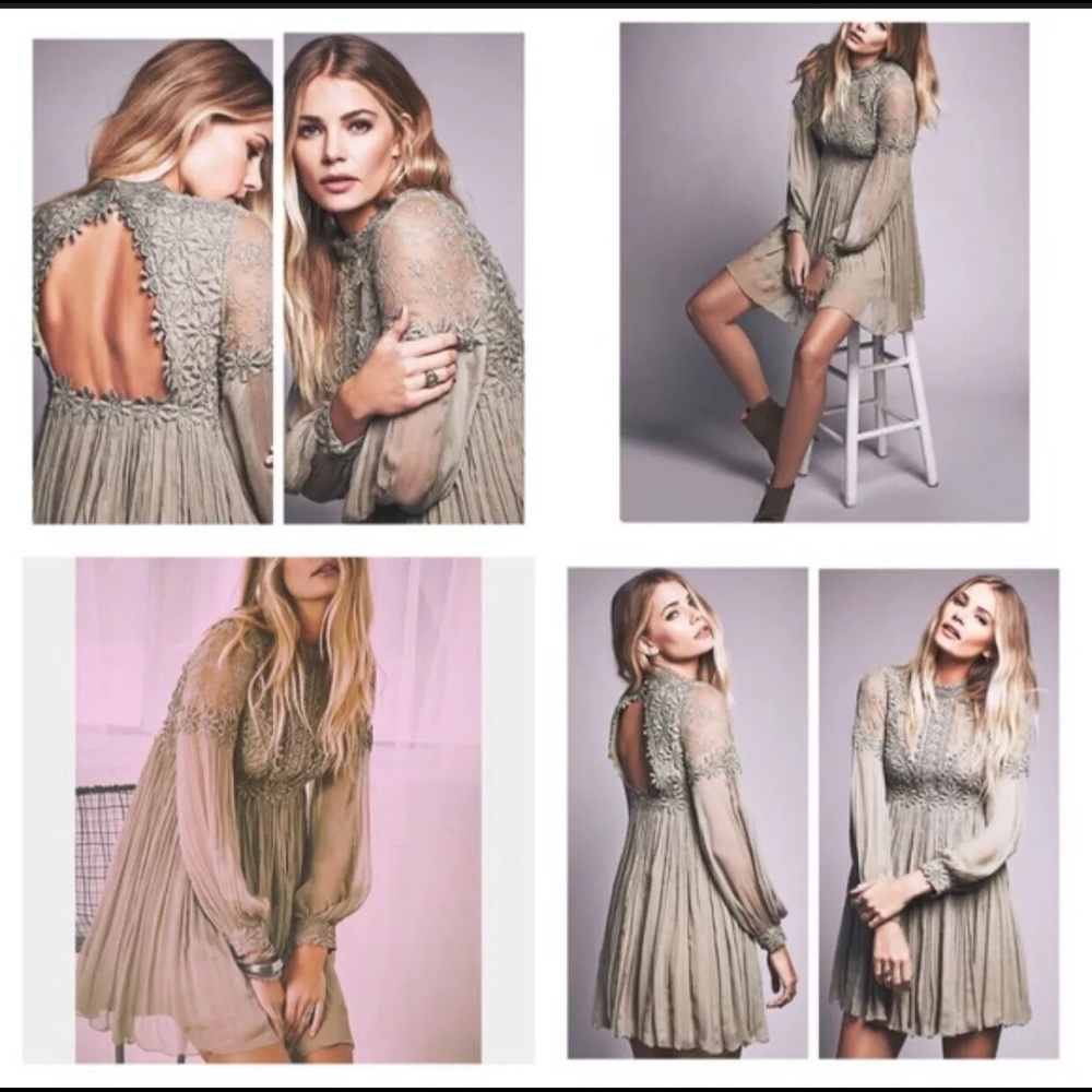 Free People Lou Lou Sage Green Dress size 6 new